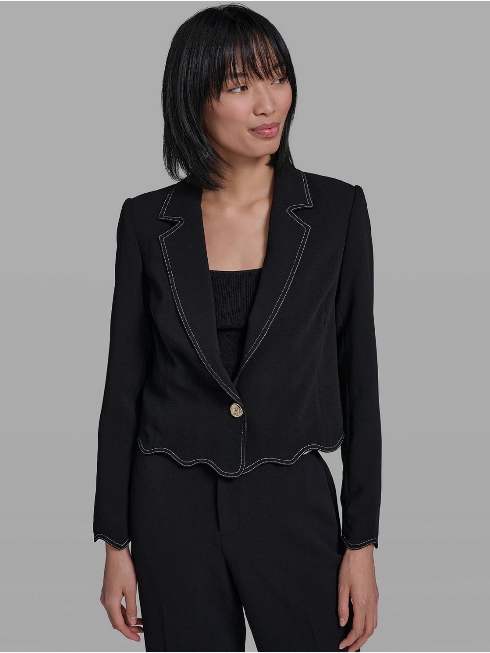 NWT Karl Lagerfeld Women's Collared Long-Sleeve Jacket. Size 10. Black. $189